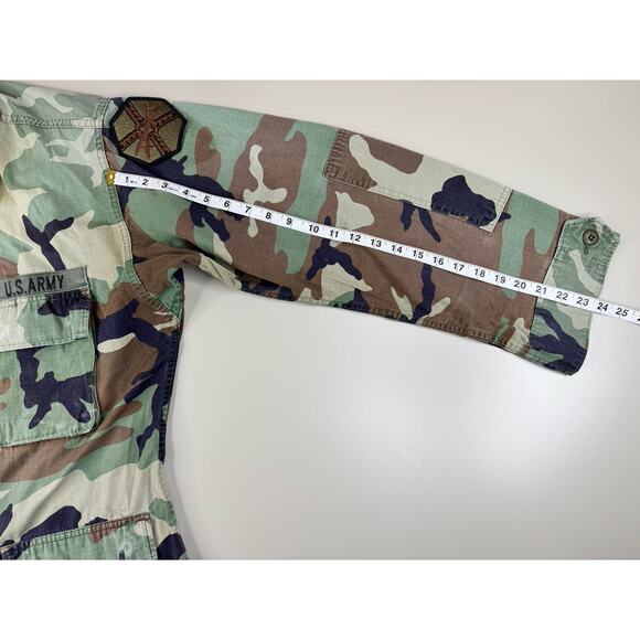 Vintage U.S. Army Woodland Camo BDU Jacket Med Long Ripstop Field Coat W/Patches - Picture 5 of 10